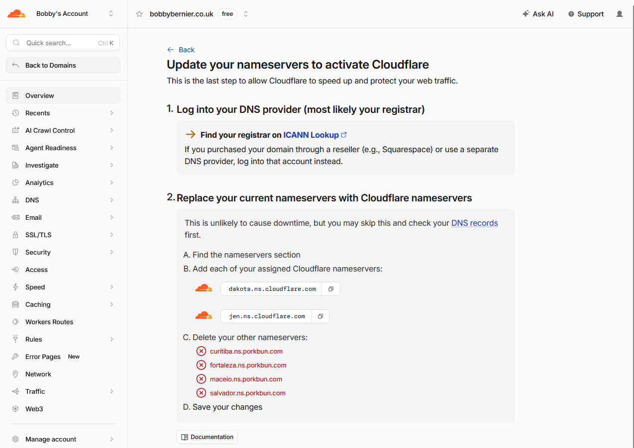 Cloudflare assigned nameservers